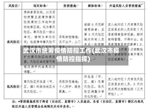 武汉市统筹疫情防控工作(武汉市疫情防控指挥)