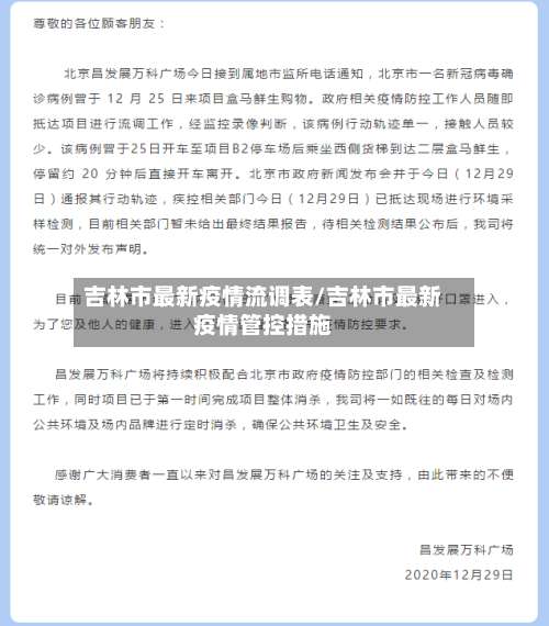 吉林市最新疫情流调表/吉林市最新疫情管控措施