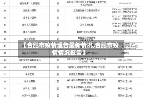 【合肥市疫情通告最新情况,合肥市疫情情况报告】