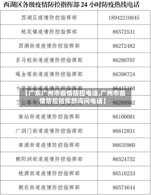 【广东广州市疫情防控电话,广州市疫情防控指挥部询问电话】-第2张图片