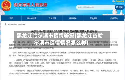 黑龙江哈尔滨市疫情等级(黑龙江省哈尔滨市疫情情况怎么样)