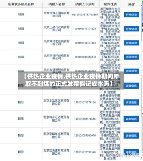 【供热企业疫情,供热企业疫情期间所取不到煤的正式发票能记成本吗】