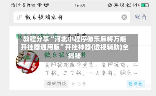 教程分享“河北小程序微乐麻将万能开挂器通用版”开挂神器{透视辅助}全揭秘-第2张图片