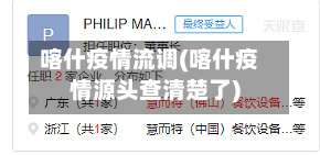 喀什疫情流调(喀什疫情源头查清楚了)